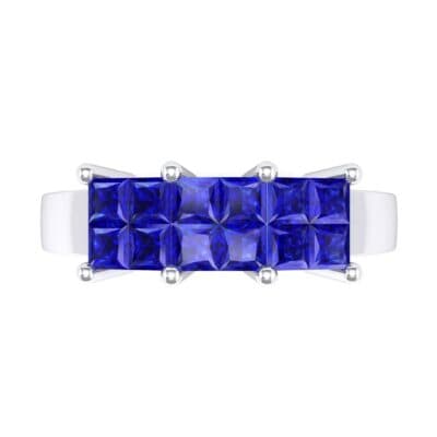 Invisible-Set Dozen Blue Sapphire Ring (0.96 CTW) Top Flat View