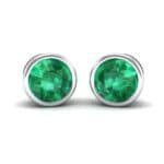 Bezel-Set Round Brilliant Emerald Stud Earrings (0.7 CTW) Perspective View