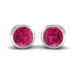 Bezel-Set Round Brilliant Ruby Stud Earrings (0.7 CTW) Perspective View