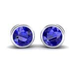 Bezel-Set Round Brilliant Blue Sapphire Stud Earrings (0.7 CTW) Perspective View