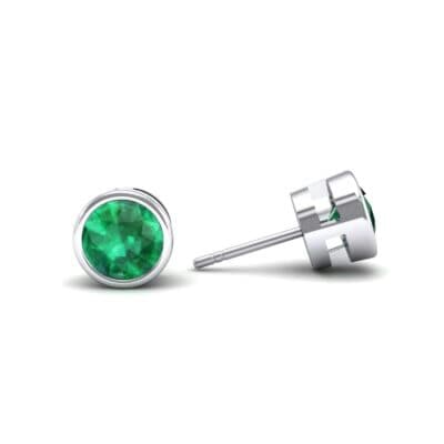 Bezel-Set Round Brilliant Emerald Stud Earrings (0.7 CTW) Top Dynamic View