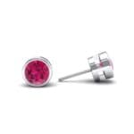 Bezel-Set Round Brilliant Ruby Stud Earrings (0.7 CTW) Top Dynamic View