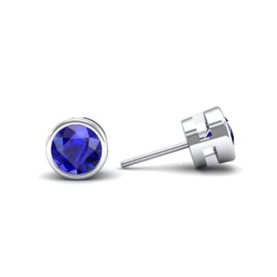 Bezel-Set Round Brilliant Blue Sapphire Stud Earrings (0.7 CTW) Top Dynamic View