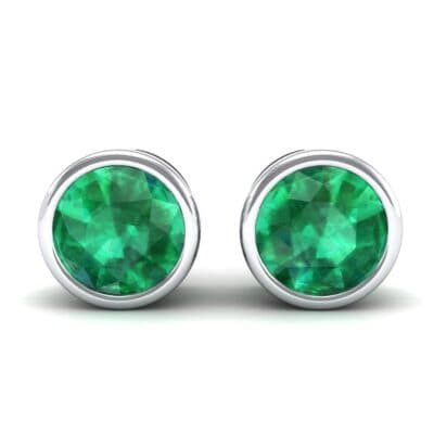 Bezel-Set Round Brilliant Emerald Stud Earrings (0.7 CTW) Side View