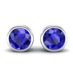 Bezel-Set Round Brilliant Blue Sapphire Stud Earrings (0.7 CTW) Side View