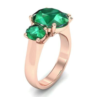 Oval Three-Stone Trellis Emerald Ring (4.71 CTW) Perspective View