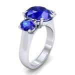 Oval Three-Stone Trellis Blue Sapphire Ring (4.71 CTW) Perspective View