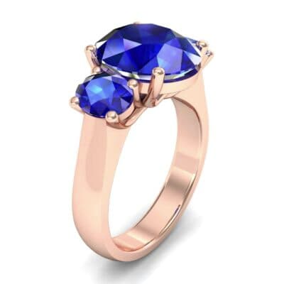 Oval Three-Stone Trellis Blue Sapphire Ring (4.71 CTW) Perspective View