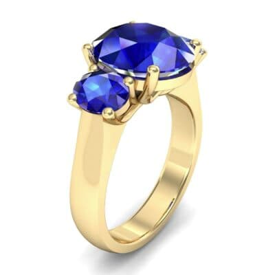Oval Three-Stone Trellis Blue Sapphire Ring (4.71 CTW) Perspective View
