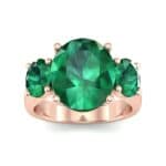Oval Three-Stone Trellis Emerald Ring (4.71 CTW) Top Dynamic View