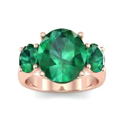 Oval Three-Stone Trellis Emerald Ring (4.71 CTW) Top Dynamic View