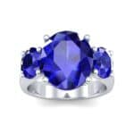Oval Three-Stone Trellis Blue Sapphire Ring (4.71 CTW) Top Dynamic View
