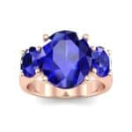 Oval Three-Stone Trellis Blue Sapphire Ring (4.71 CTW) Top Dynamic View