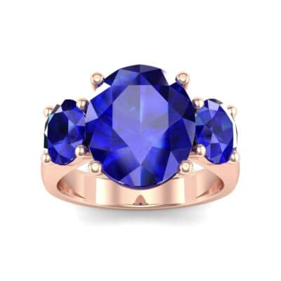 Oval Three-Stone Trellis Blue Sapphire Ring (4.71 CTW) Top Dynamic View