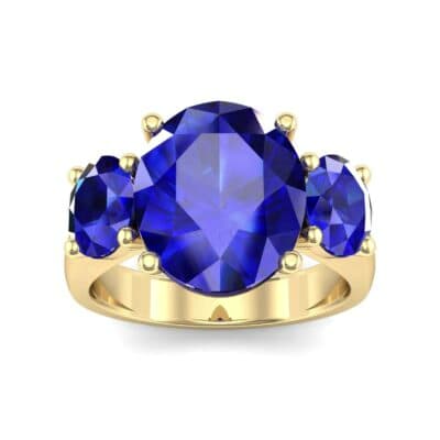 Oval Three-Stone Trellis Blue Sapphire Ring (4.71 CTW) Top Dynamic View