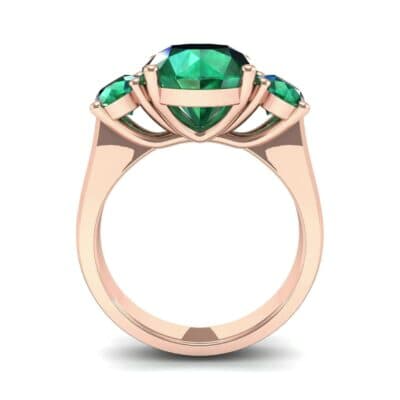 Oval Three-Stone Trellis Emerald Ring (4.71 CTW) Side View