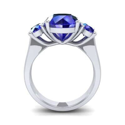 Oval Three-Stone Trellis Blue Sapphire Ring (4.71 CTW) Side View