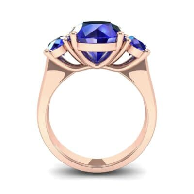 Oval Three-Stone Trellis Blue Sapphire Ring (4.71 CTW) Side View