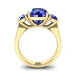 Oval Three-Stone Trellis Blue Sapphire Ring (4.71 CTW) Side View