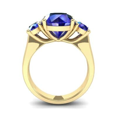 Oval Three-Stone Trellis Blue Sapphire Ring (4.71 CTW) Side View
