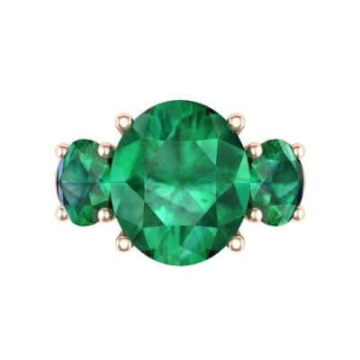 Oval Three-Stone Trellis Emerald Ring (4.71 CTW) Top Flat View
