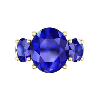 Oval Three-Stone Trellis Blue Sapphire Ring (4.71 CTW) Top Flat View