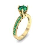 Six-Prong Milgrain Pave Emerald Engagement Ring (0.9 CTW) Perspective View
