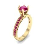 Six-Prong Milgrain Pave Ruby Engagement Ring (0.9 CTW) Perspective View
