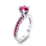Six-Prong Milgrain Pave Ruby Engagement Ring (0.9 CTW) Perspective View
