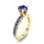 Six-Prong Milgrain Pave Blue Sapphire Engagement Ring (0.9 CTW) Perspective View