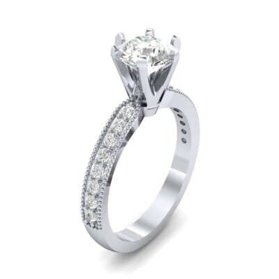 Six-Prong Milgrain Pave Diamond Engagement Ring (0.9 CTW) Perspective View