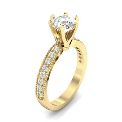 Six-Prong Milgrain Pave Diamond Engagement Ring (0.9 CTW) Perspective View