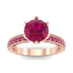 Six-Prong Milgrain Pave Ruby Engagement Ring (0.9 CTW) Top Dynamic View