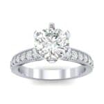 Six-Prong Milgrain Pave Diamond Engagement Ring (0.9 CTW) Top Dynamic View