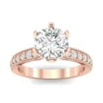 Six-Prong Milgrain Pave Diamond Engagement Ring (0.9 CTW) Top Dynamic View