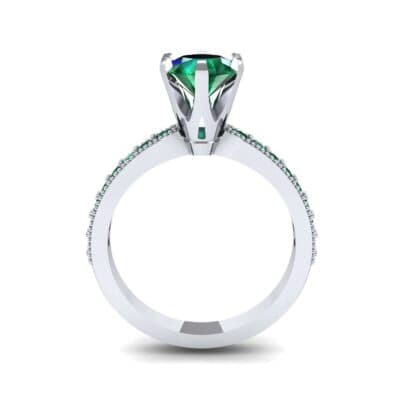 Six-Prong Milgrain Pave Emerald Engagement Ring (0.9 CTW) Side View
