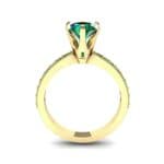 Six-Prong Milgrain Pave Emerald Engagement Ring (0.9 CTW) Side View