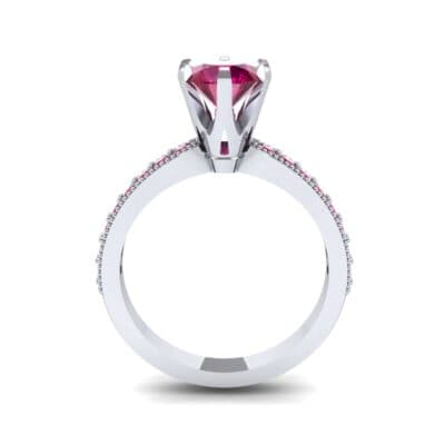 Six-Prong Milgrain Pave Ruby Engagement Ring (0.9 CTW) Side View
