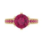 Six-Prong Milgrain Pave Ruby Engagement Ring (0.9 CTW) Top Flat View