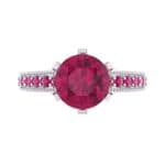 Six-Prong Milgrain Pave Ruby Engagement Ring (0.9 CTW) Top Flat View
