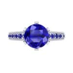 Six-Prong Milgrain Pave Blue Sapphire Engagement Ring (0.9 CTW) Top Flat View