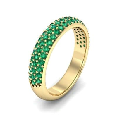 Domed Three-Row Pave Emerald Ring (1.01 CTW) Perspective View