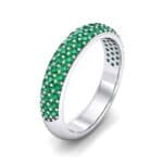 Domed Three-Row Pave Emerald Ring (1.01 CTW) Perspective View