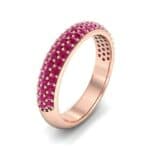 Domed Three-Row Pave Ruby Ring (1.01 CTW) Perspective View