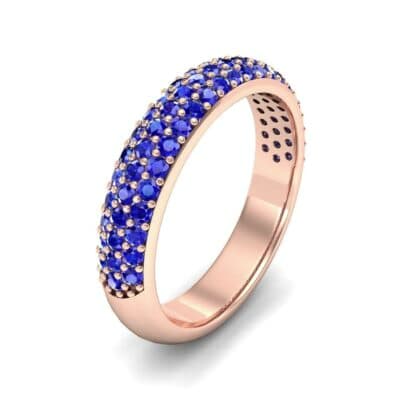 Domed Three-Row Pave Blue Sapphire Ring (1.01 CTW) Perspective View