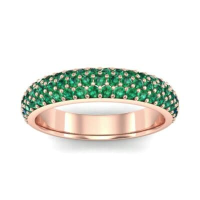 Domed Three-Row Pave Emerald Ring (1.01 CTW) Top Dynamic View