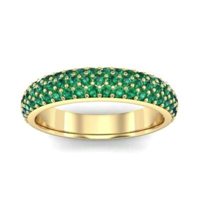 Domed Three-Row Pave Emerald Ring (1.01 CTW) Top Dynamic View