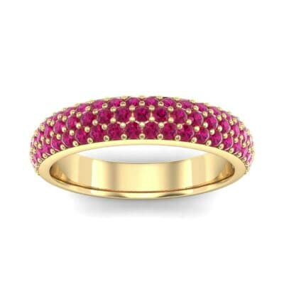 Domed Three-Row Pave Ruby Ring (1.01 CTW) Top Dynamic View