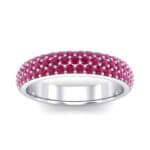 Domed Three-Row Pave Ruby Ring (1.01 CTW) Top Dynamic View