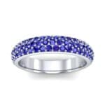 Domed Three-Row Pave Blue Sapphire Ring (1.01 CTW) Top Dynamic View